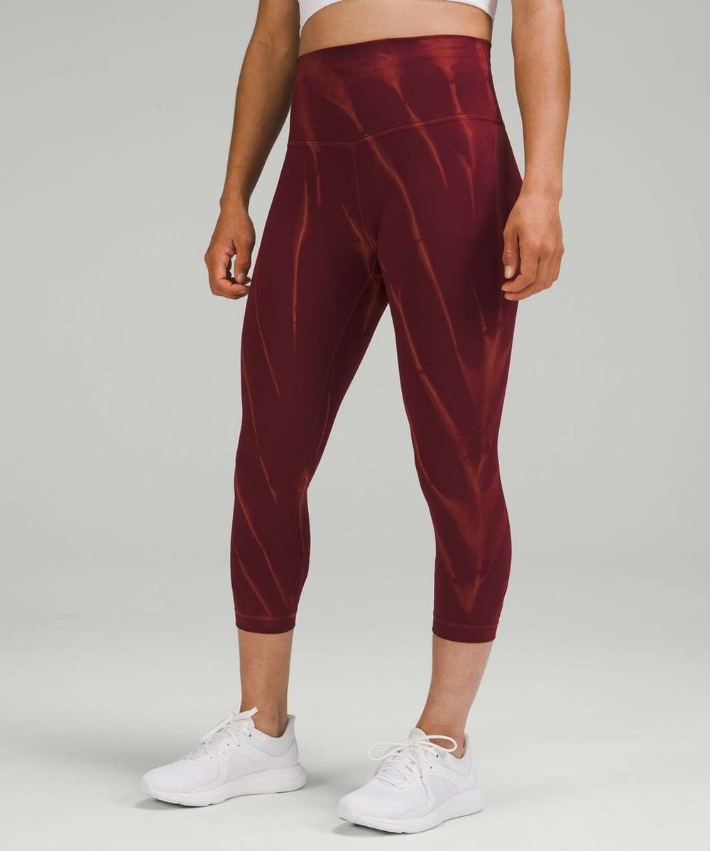 Lululemon Wunder Train HR Cropped Leggings Womens 6 Red Merlot Sun Bleached Wash